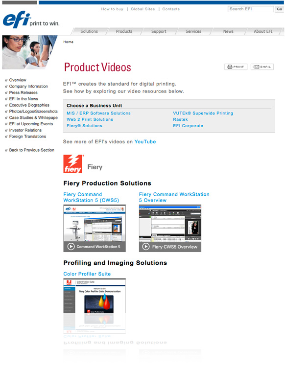 EFI Video Production and Web Pages